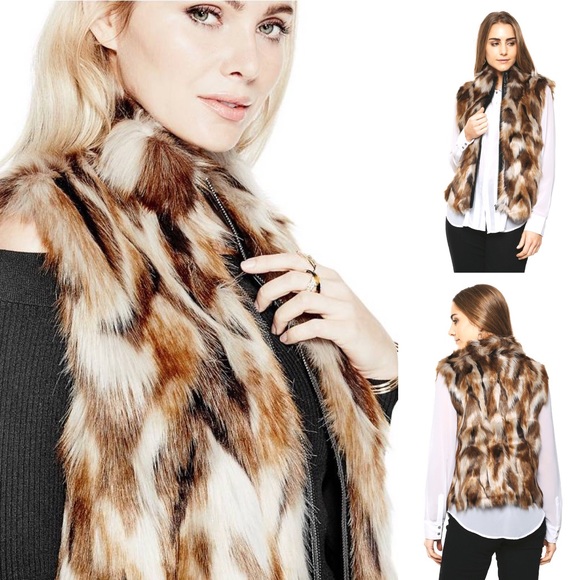 NWT Guess LA Kielo Faux Fur Vest - Picture 2 of 8